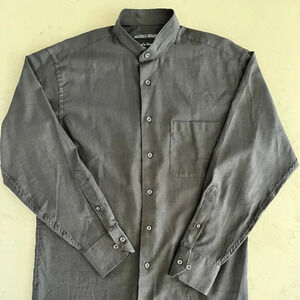 Joseph & Feiss Classic Fit Lg Slv Mandarin Collar Button Down Shirt Black Sz M